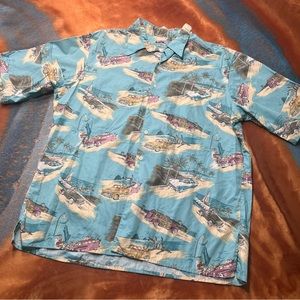 Vintage Reyn Spooner Hawaiian camp Shirt 100% Cotton Print Button Down large